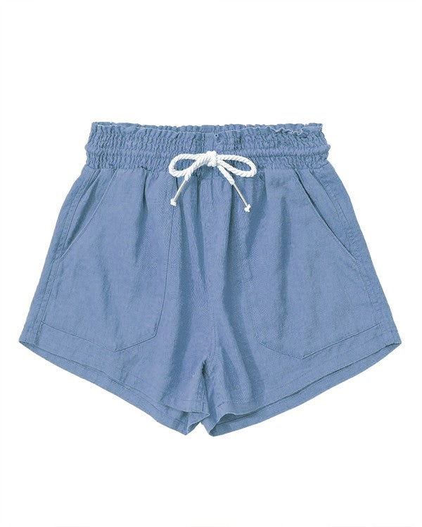 ROPE DRAWSTRING LINEN SHORTS