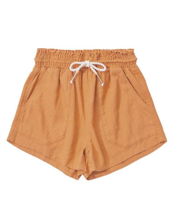 ROPE DRAWSTRING LINEN SHORTS