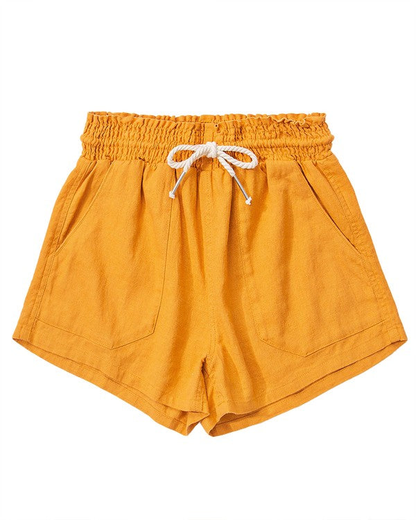 ROPE DRAWSTRING LINEN SHORTS