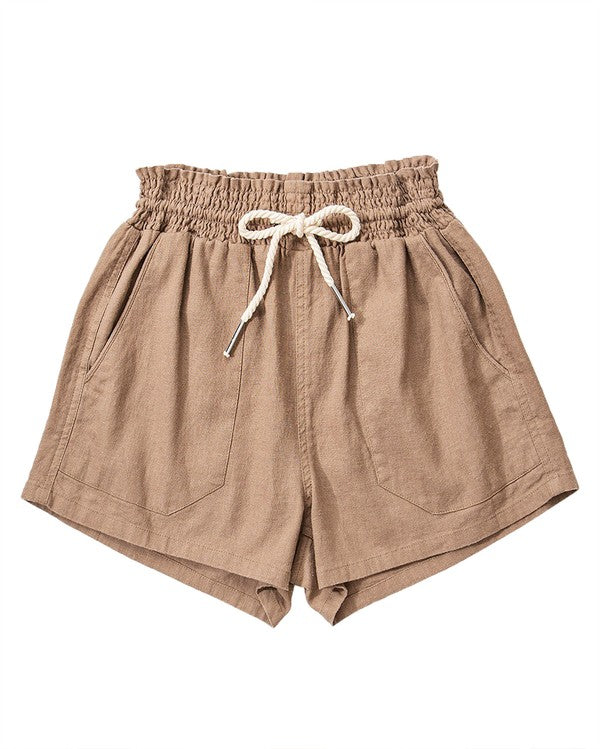 ROPE DRAWSTRING LINEN SHORTS