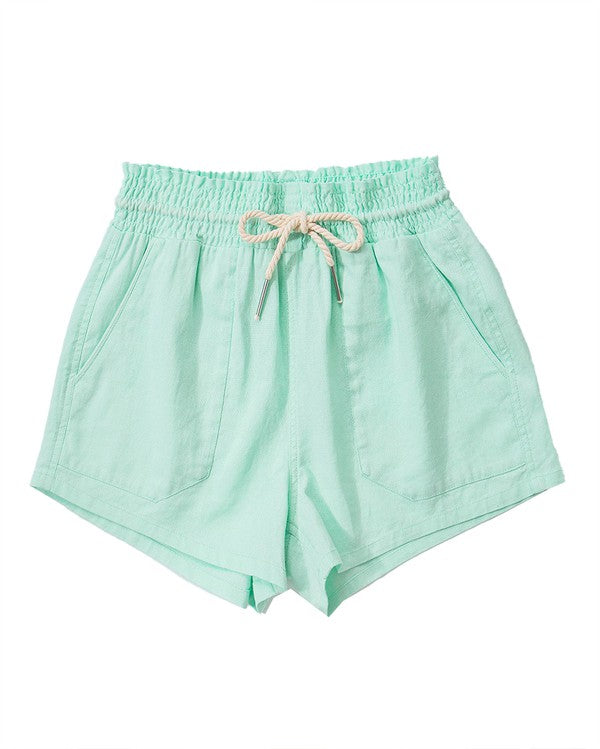 ROPE DRAWSTRING LINEN SHORTS