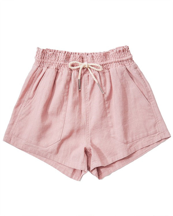 ROPE DRAWSTRING LINEN SHORTS