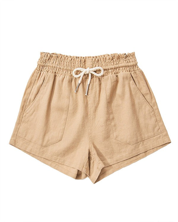 ROPE DRAWSTRING LINEN SHORTS