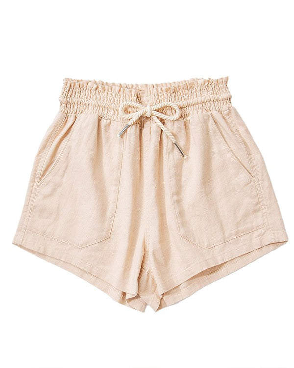 ROPE DRAWSTRING LINEN SHORTS