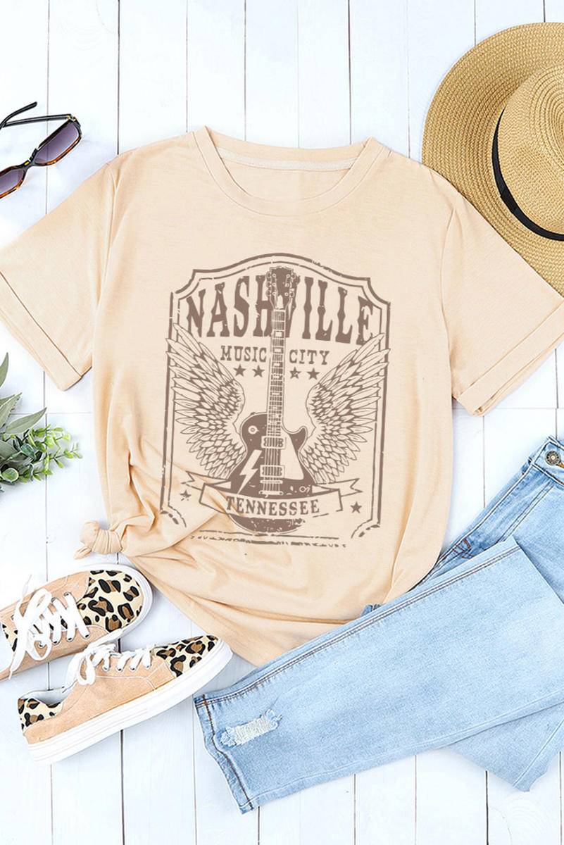 Letters & Graphic Print Crewneck Top