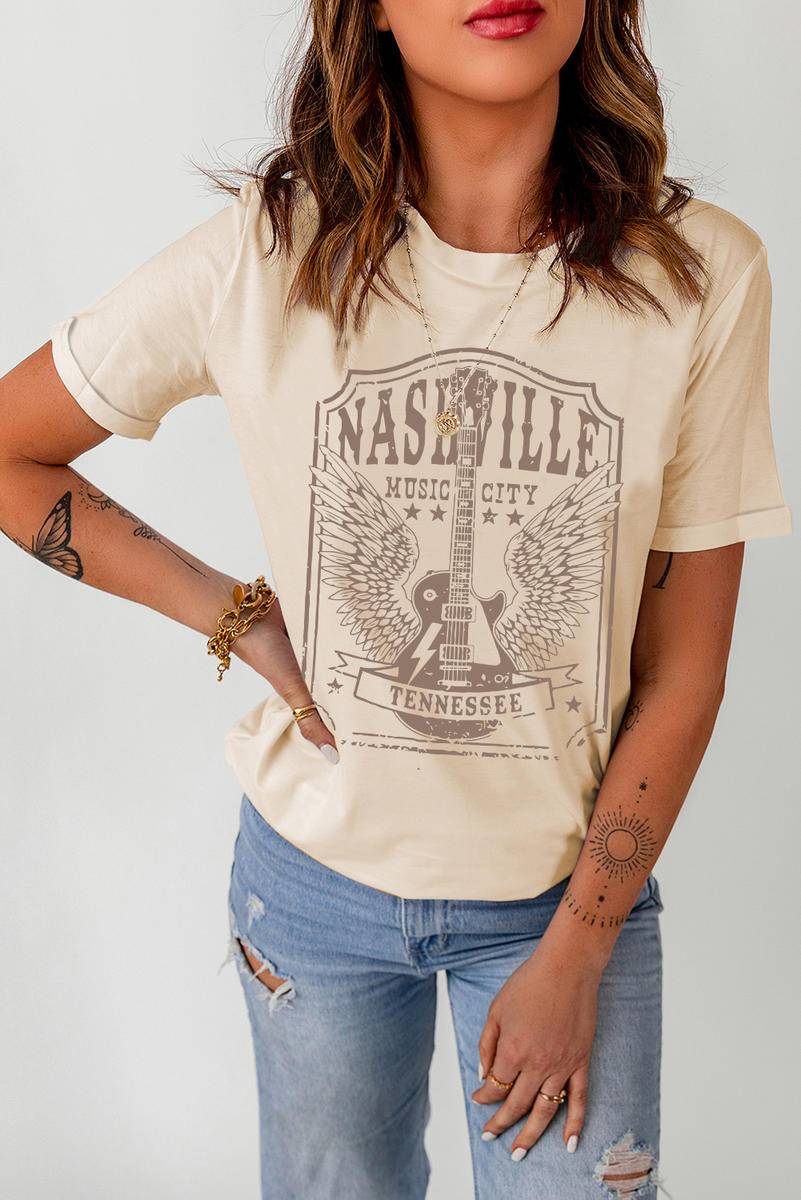 Letters & Graphic Print Crewneck Top
